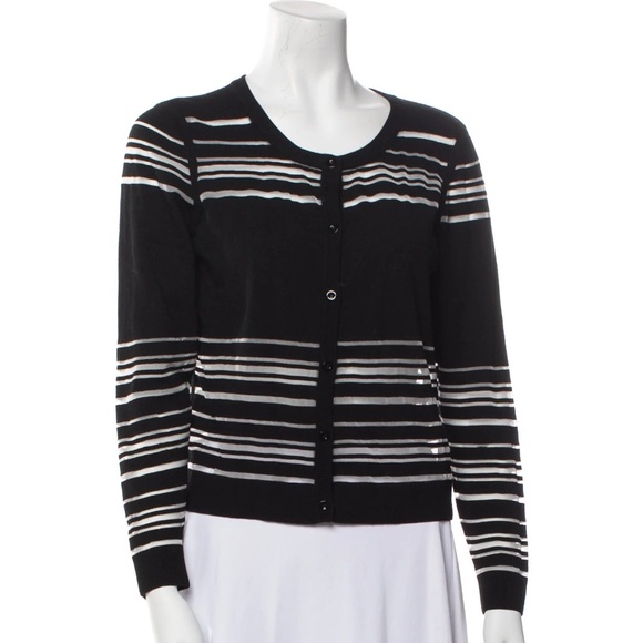 Milly Sweaters - NWT! Milly invisible stripe black cardigan petite